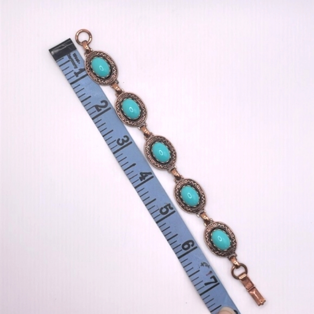Solid Copper And Simulated Turquoise Southwestern… - image 7
